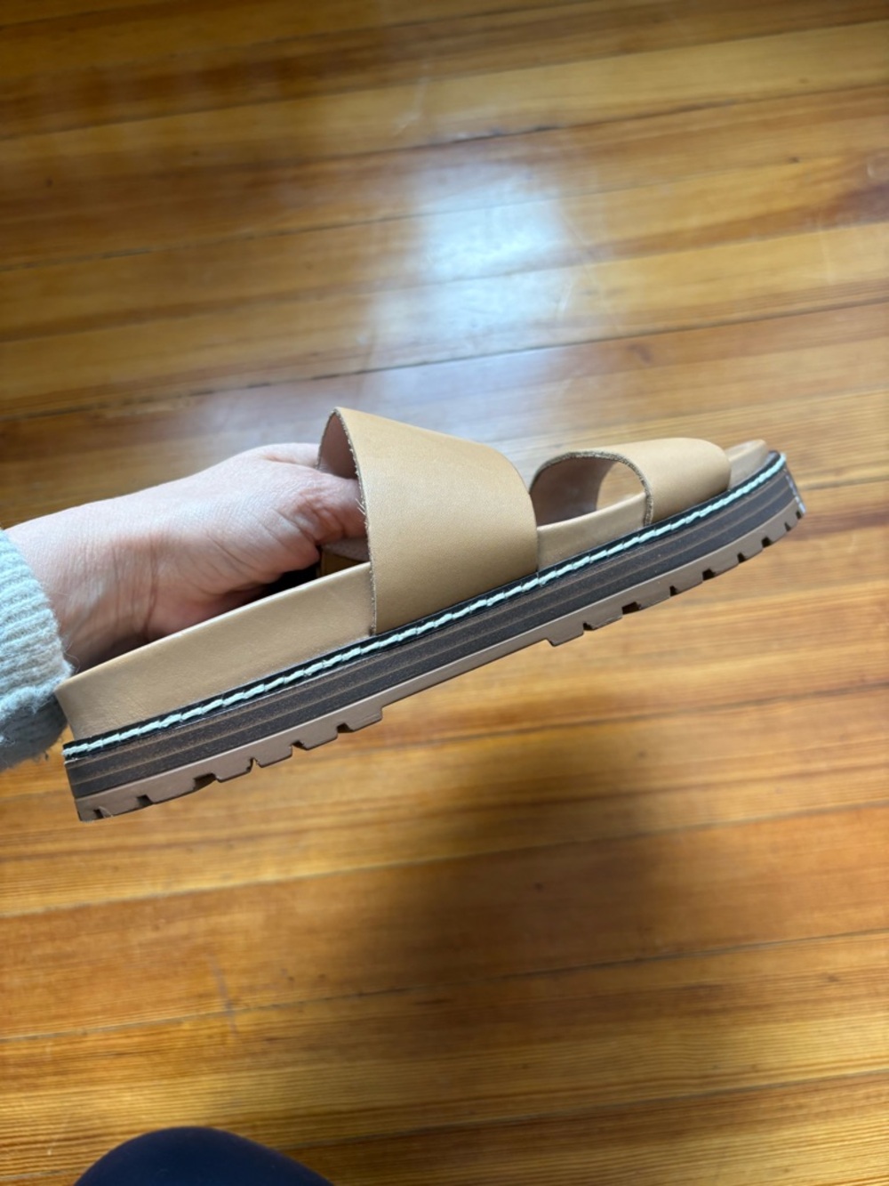 NEW Madewell | Double-Strap Slide Sandal in Tan-Cognac Leather | 7.5 - Picture 6 of 9
